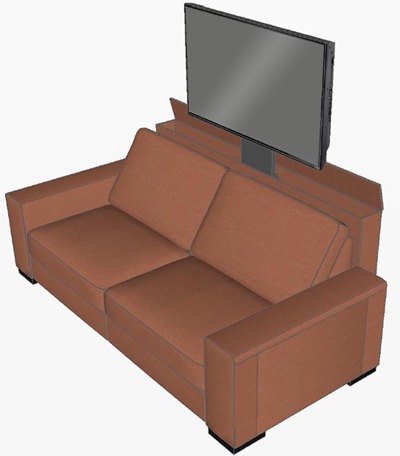 Freestanding TV Lift Cabinet for Behind a Sofa
