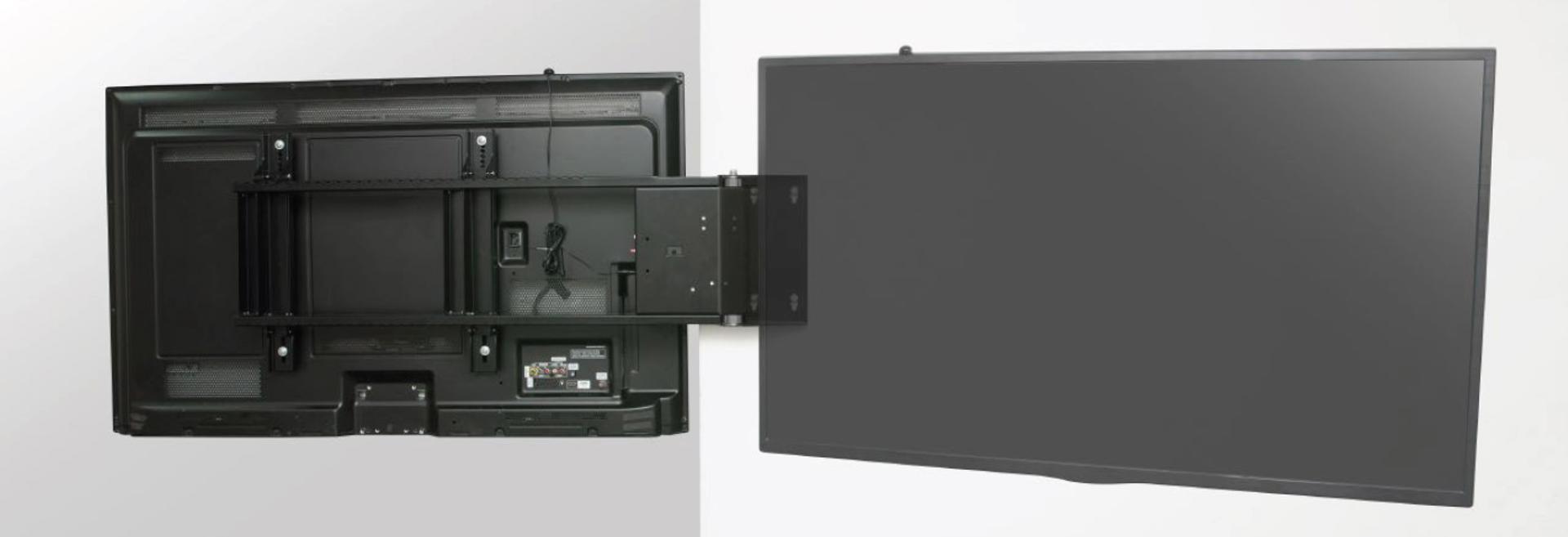 An installation example of a swing mount tv mount with a TV fitted